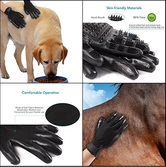 1 пара перчаток для ухода за кошками мягкая резиновая щетка удаления волос