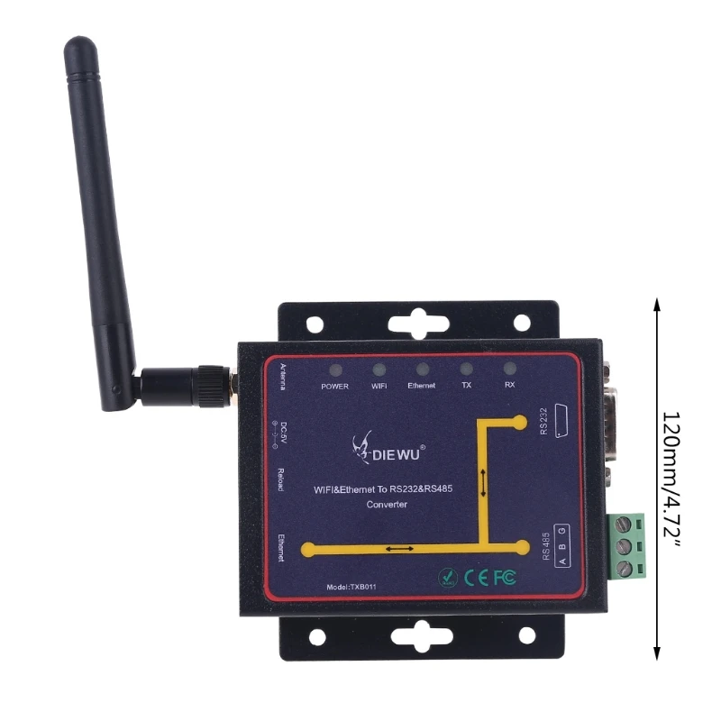 

WiFi Ethernet RJ45 to RS232 RS485 Serial Server Wireless Converter Support WatchDog Modbus Gateway TCP UDP IP P2P US Plug