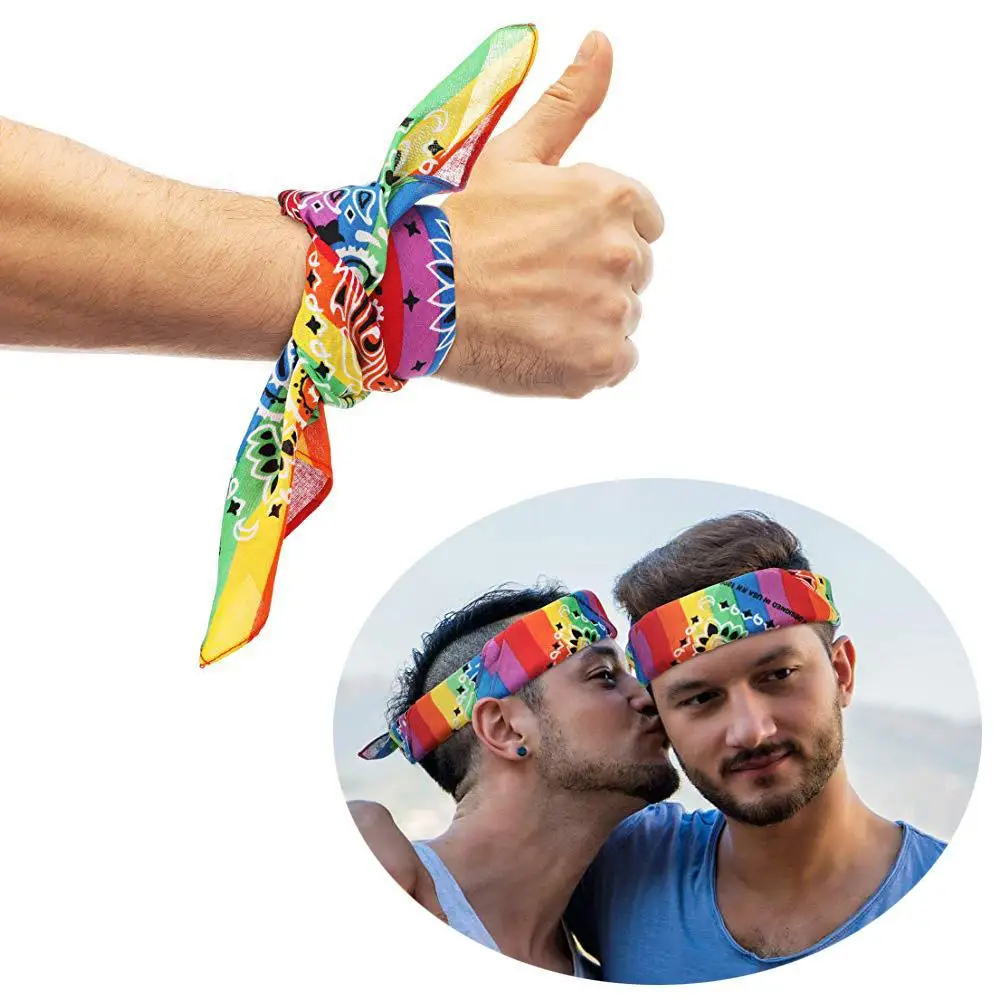 4 шт унисекс Радуга бандана квадратный ободок хип хоп гей Прайд повязка на голову
