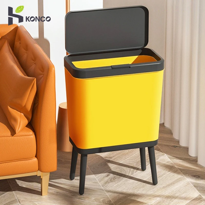 

Konco 15L Classification Trash Can High Foot With Lid Large Capacity Press Style Dustbin Kitchen Household Garbage Bucket