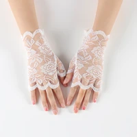 summer ladies short lace half finger sunscreen gloves fingerless ceremonial wedding decoration gloves mesh mitten handschoenen