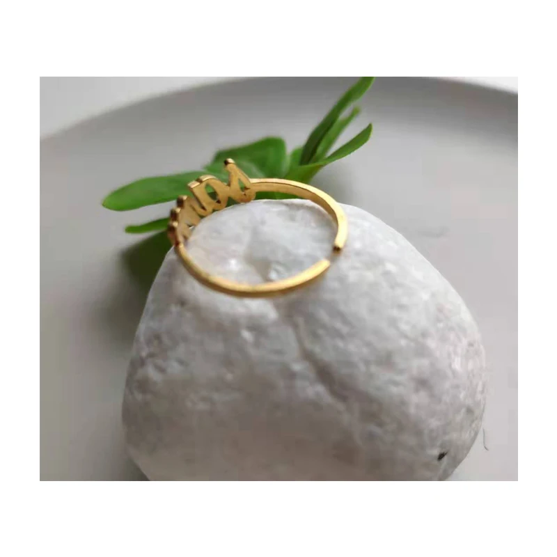 Штабелируемое кольцо с именем для женщин золотое серебряное из нержавеющей