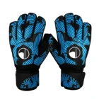 Латексные синие перчатки вратаря, профессиональные перчатки для футбольного вратаря с пальцами, для соревнований взрослых и детей