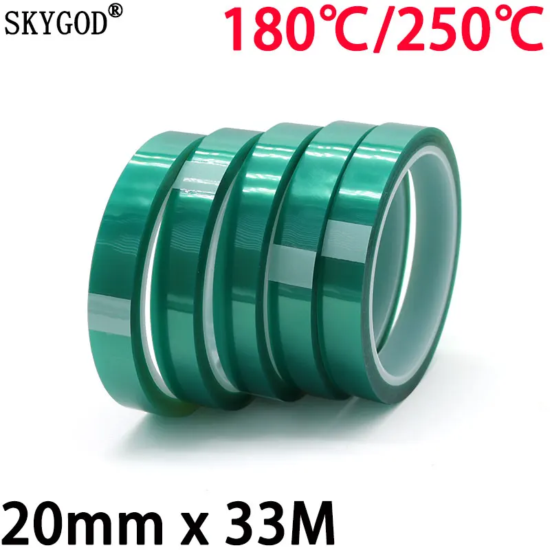 

20mm x 33m Green PET Film Tape High Temperature Heat Resistant PCB Solder SMT Plating Shield Spray Paint Insulation Protection