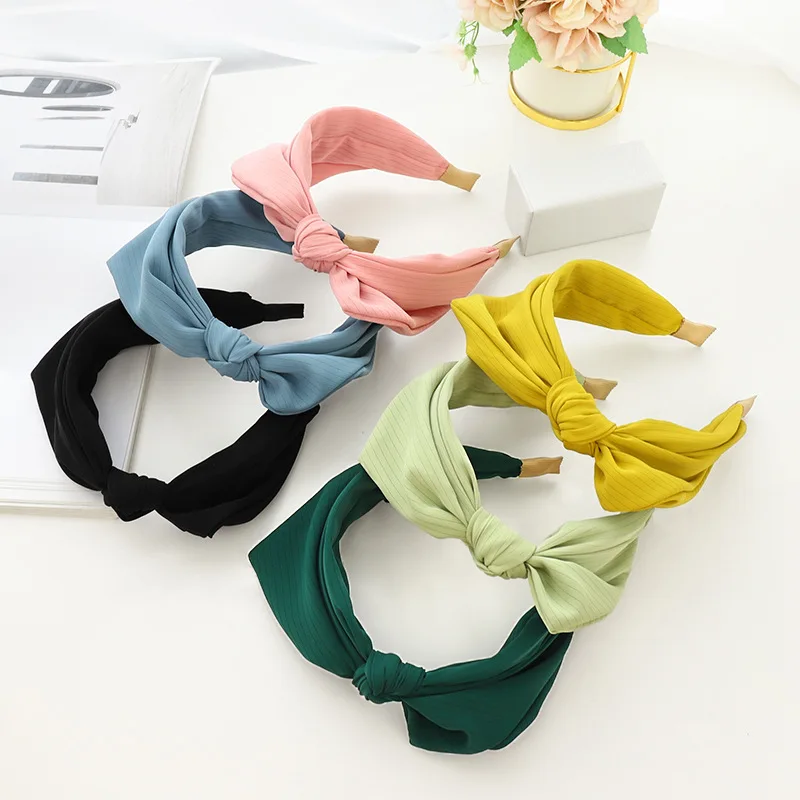

Fashion Ladies Hair Bands Bows Knotted Hairband Korean 2021 Headwrap Solid Bowknot Women Rabbit Ear Headband Hair Accessories