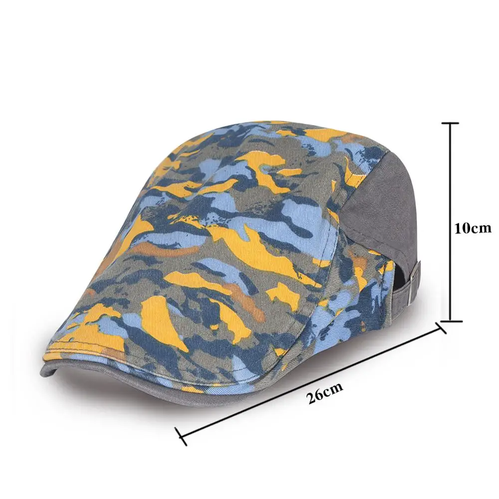 Берет мужская шляпа серая хлопковая камуфляжная летняя креативная на плоской