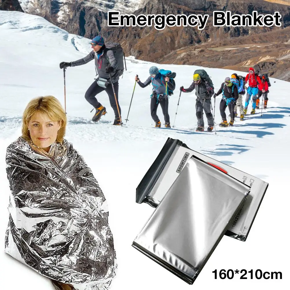 

5pcs Outdoor Emergency Blanket Tear Resistant Windproof Sun Protection Thermal Insulation Blanket For Camping Survival First Aid