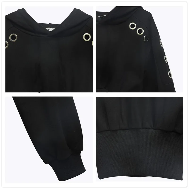 

6 to 16 years kids & teenager girls spring hooded black cotton tops children girl fashion casual circle short top clothing