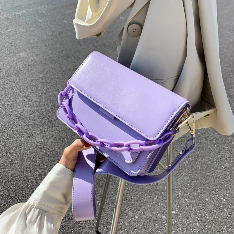 

Light Colors Mini Flap Bag Fashion Chain Female Crossbody Bag Pu Leather Shoulder Bags for Women 2021 Young Girl Purple Handbags