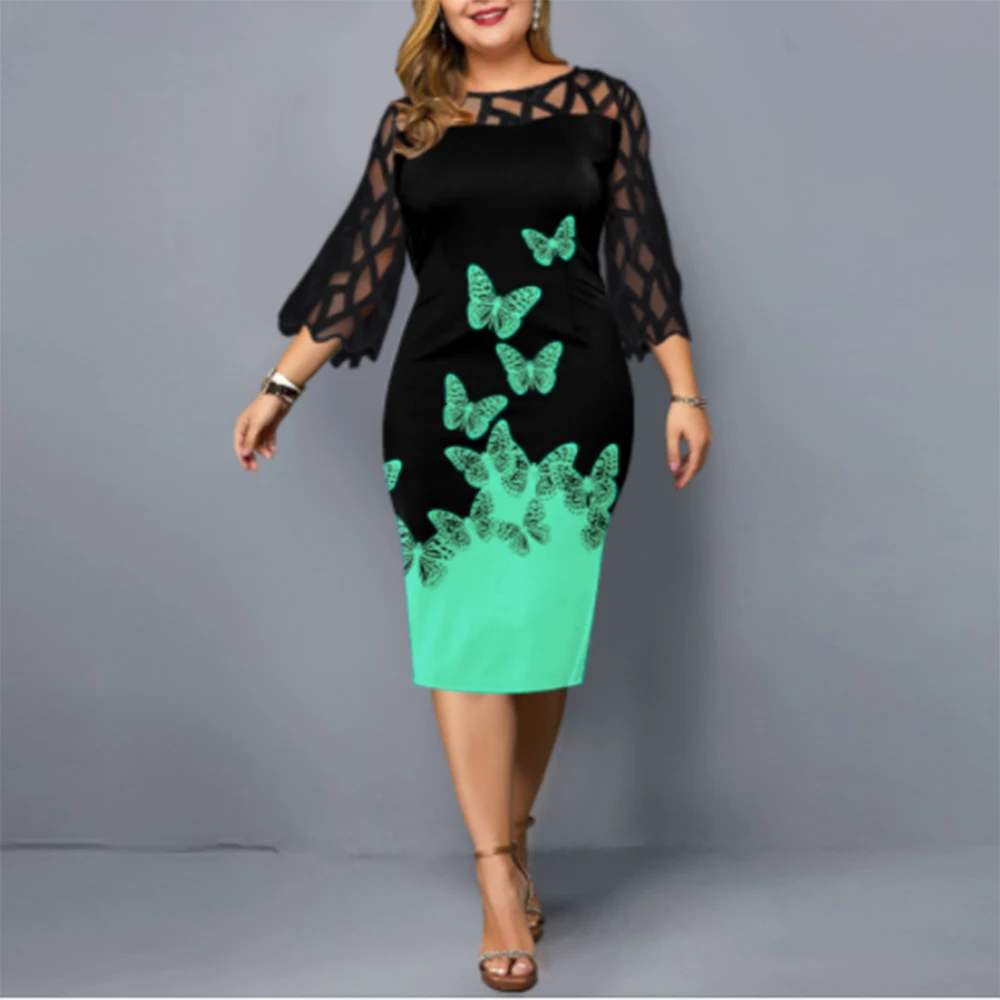 

Plus Size Summer Dresses for Women 2021 New Elegant Floral Print large size dresses Casual Outfits Birthday Party Dress 4XL 5XL