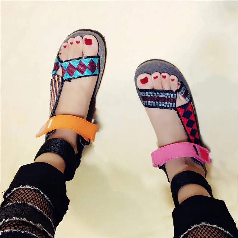 Сандалии гладиаторы женские на платформе босоножки открытый носок пляжные