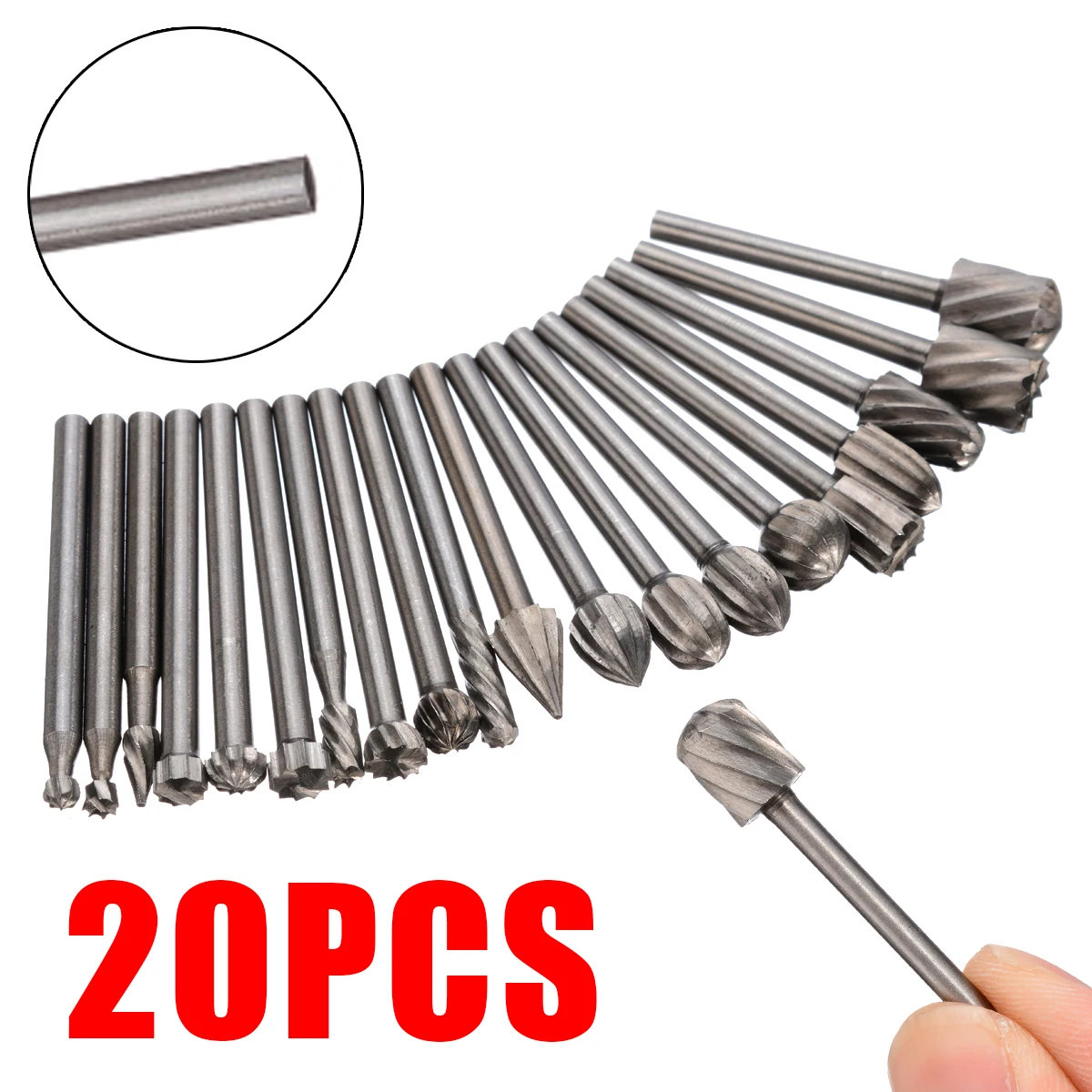 

20 Pcs Durable Rotary Router Bits Wood Carving Milling Cutter Set for Rotary Engraving Machine Accessories Rotary Tools Set