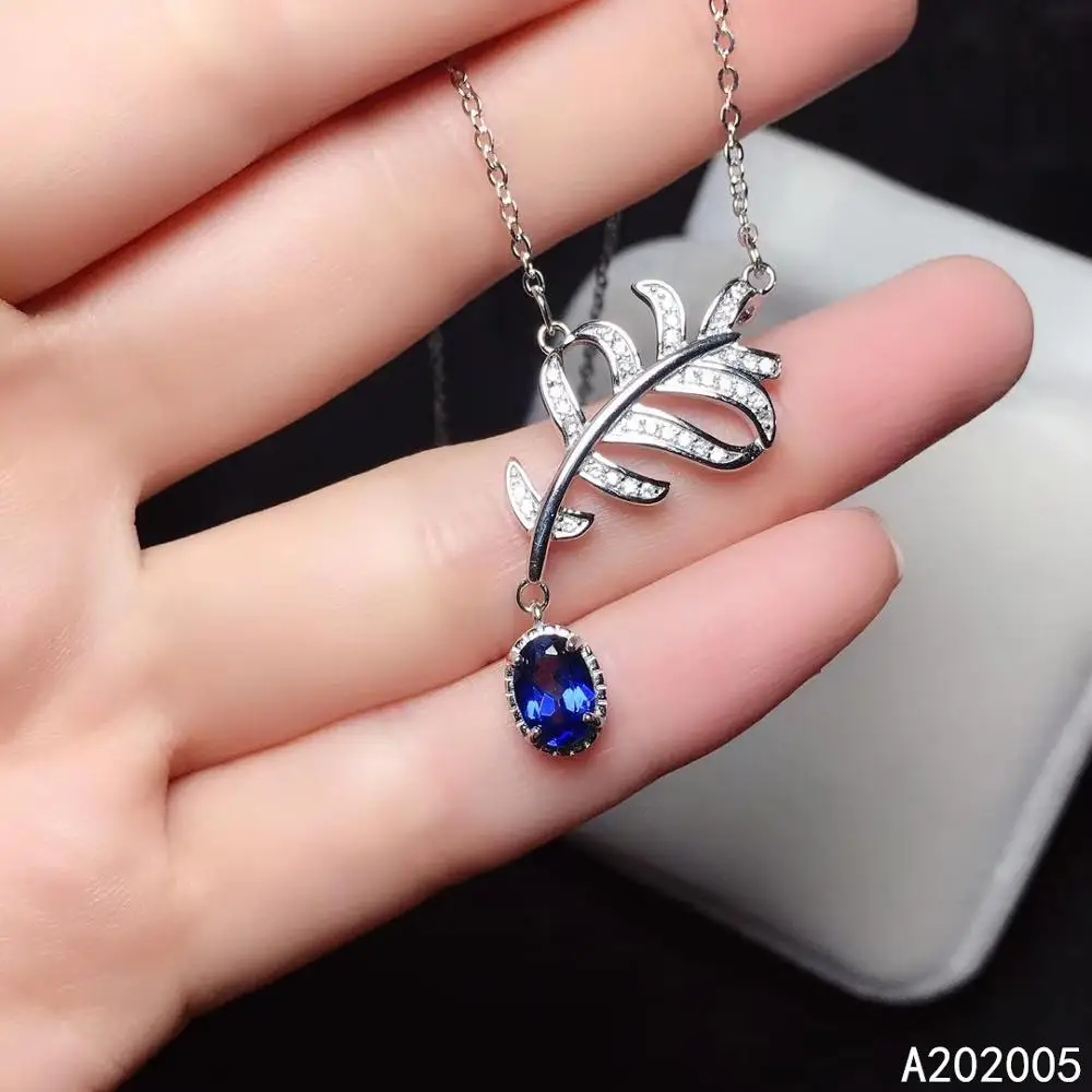 

KJJEAXCMY Fine Jewelry 925 Sterling Silver inlaid Natural blue topaz Female Miss Woman Girl gemstone Pendant Necklace popular