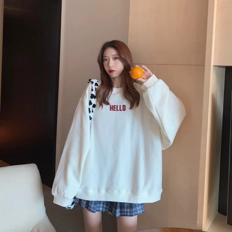 

XZ2349 new 2021 Women's Sweatshirts with plush and thickened letters