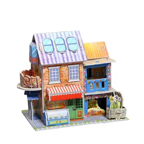 French Flower Shop 3D бумажная доска головоломка Строительная сборка игрушка для раннего обучения детский подарок краски Развивающие игрушки для детей Новинка - Цвет: French Flower Shop