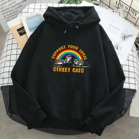 man hoodies support your local street cats print hooded tops streetwear mens autumn warm daily casual sweatshirt hoody