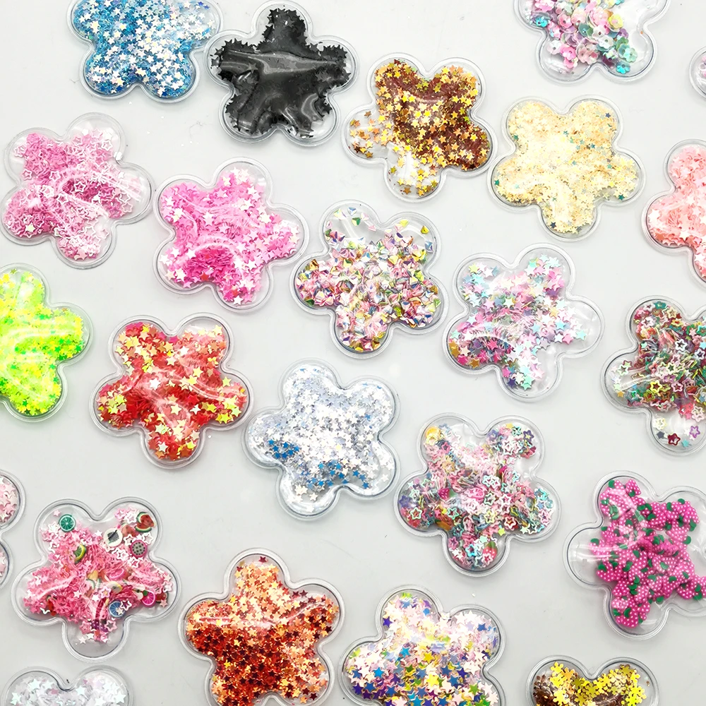 53x53 мм прозрачный шейкер в форме звезды Блестящие Блестки сделай сам зажим для