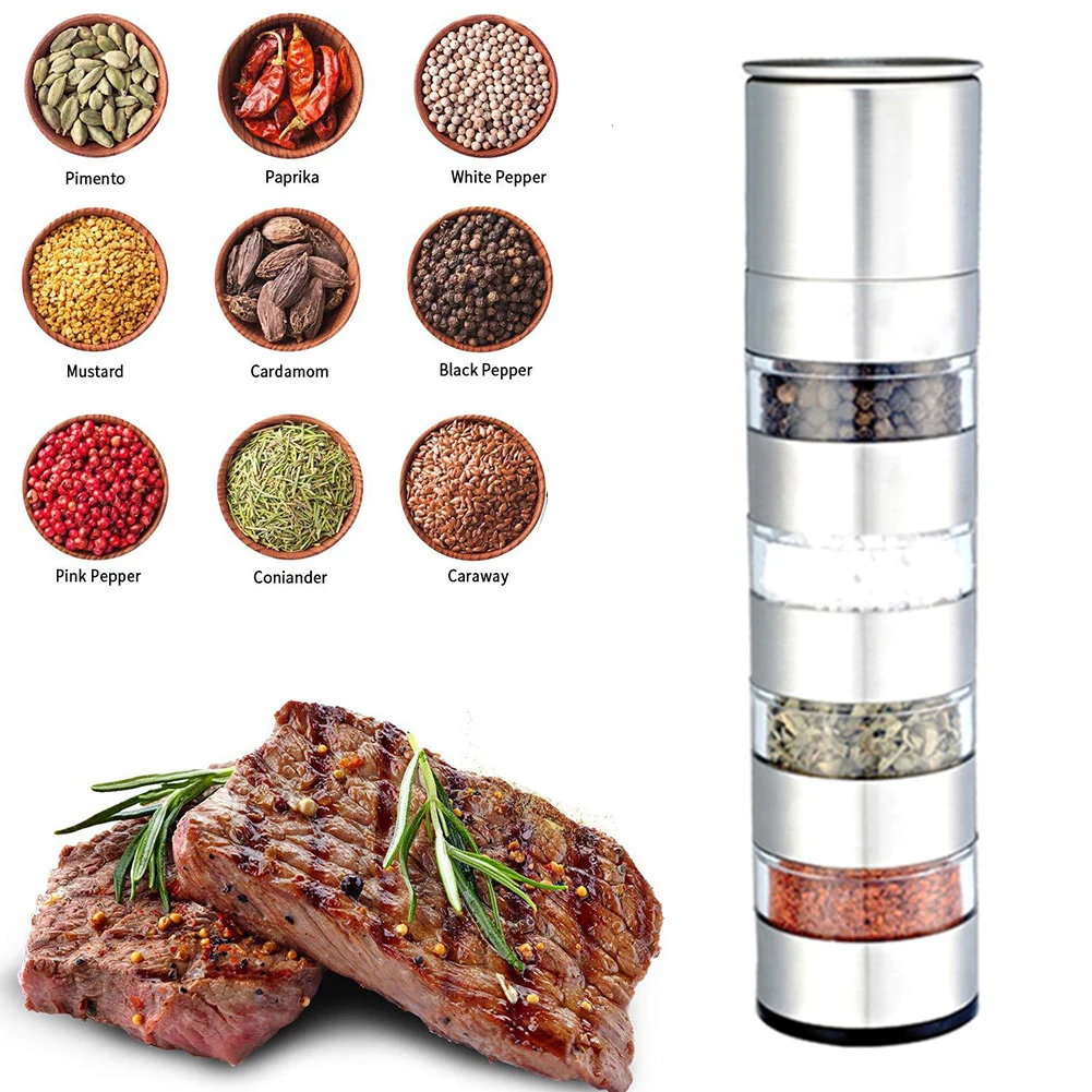 

Pepper Grinder Stainless Steel Manual Salt Seasoning Mill Spice Pepper Grinding for Kitchen Cooking Tools