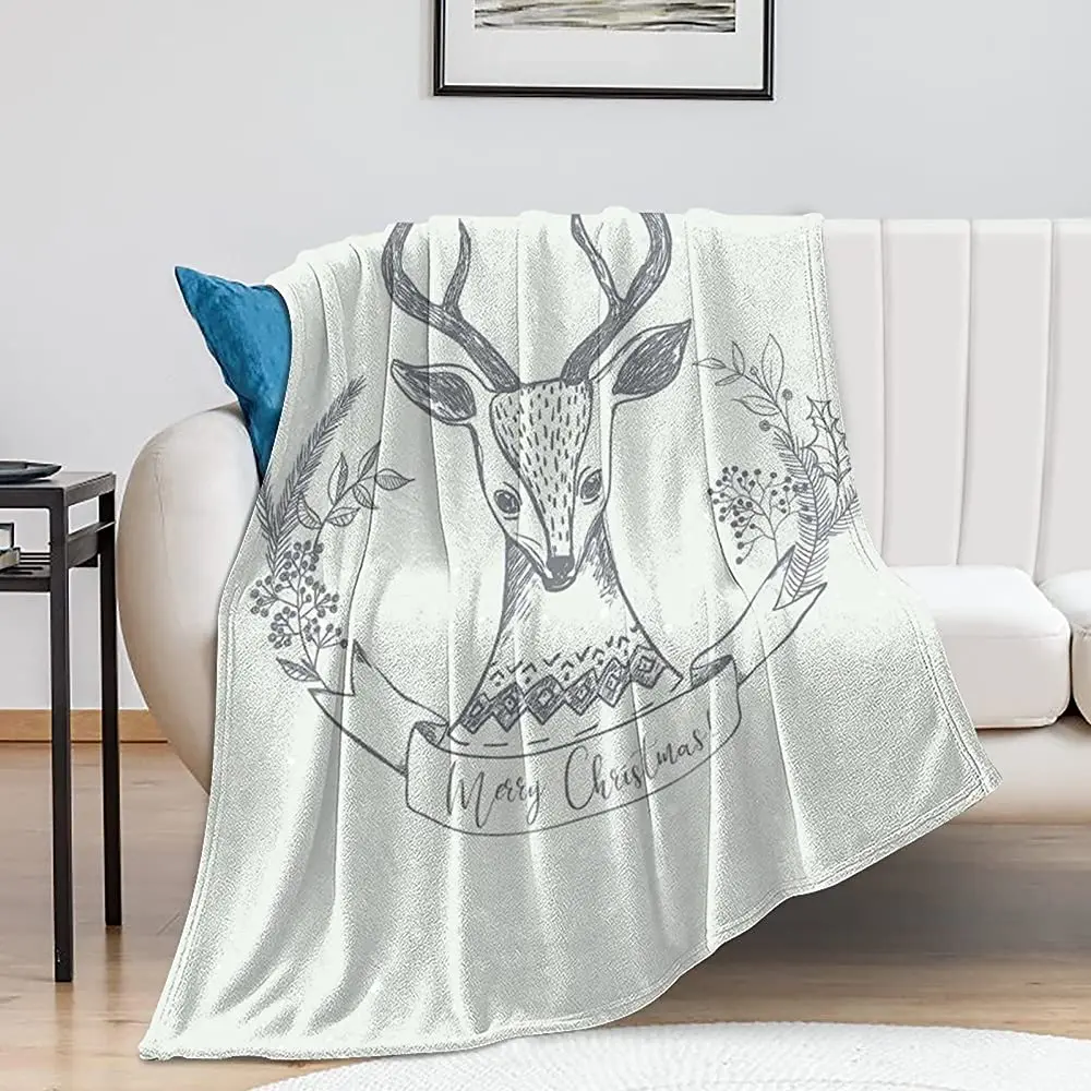 50"×40" Christmas Santa Fleece Throw Blanket for Couch Sofa Super Soft Fuzzy Plush Bed Blanket