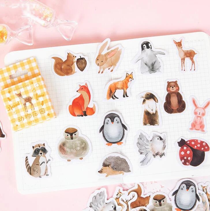 46 шт./компл. милые канцелярские наклейки из серии животные s сделай сам альбом для