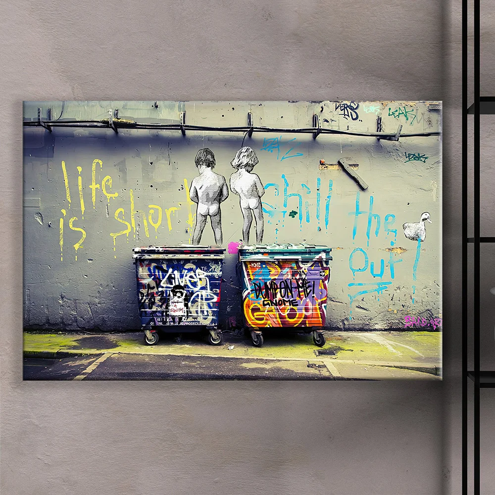 

BANKSY Graffiti Street Art if you get tired learn to rest not to quit Poster Nordic Canvas Art Print Picture Wall Art Home Decor