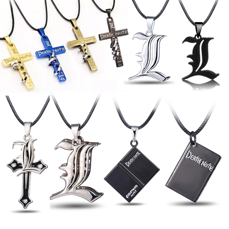 

Death Note L Lawliet Necklace Cross Book Pendant Beads Chain Necklaces Cosplay Jewelry Accessories