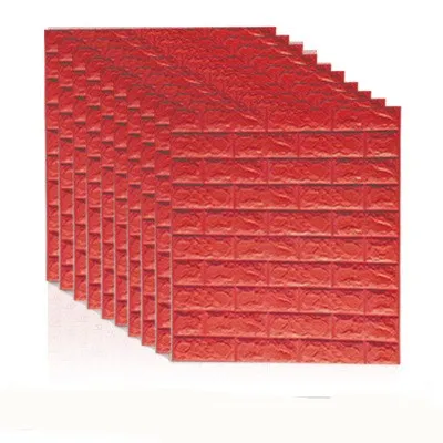 Red 70*77 3D наклейки в виде кирпичной стены DIY самоклеящийся Декор Пена водонепроницаемые обои настенные для ТВ фон дети гостиная - Color: Red
