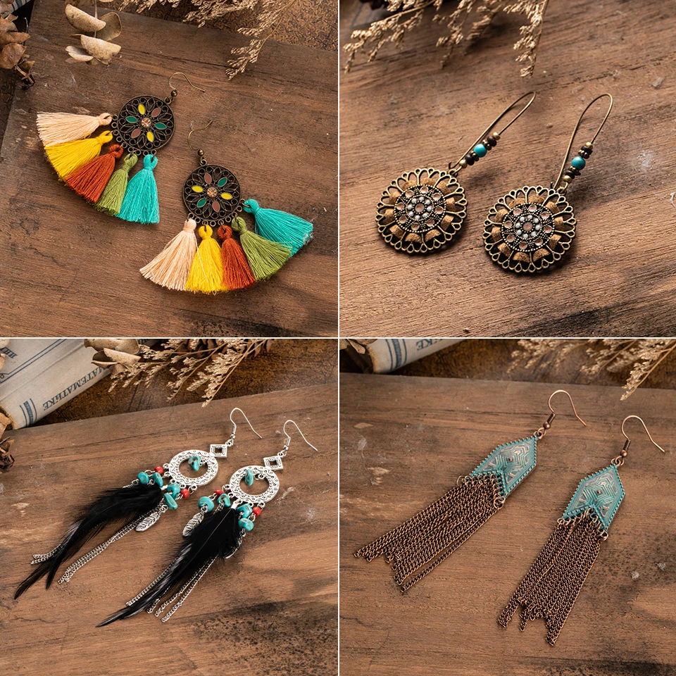 

Multiple Vintage Boho Ethnic Dangle Drop Earrings for Women Female Fashion 2019 Golden Leaf Earrings Jewelry Accessories