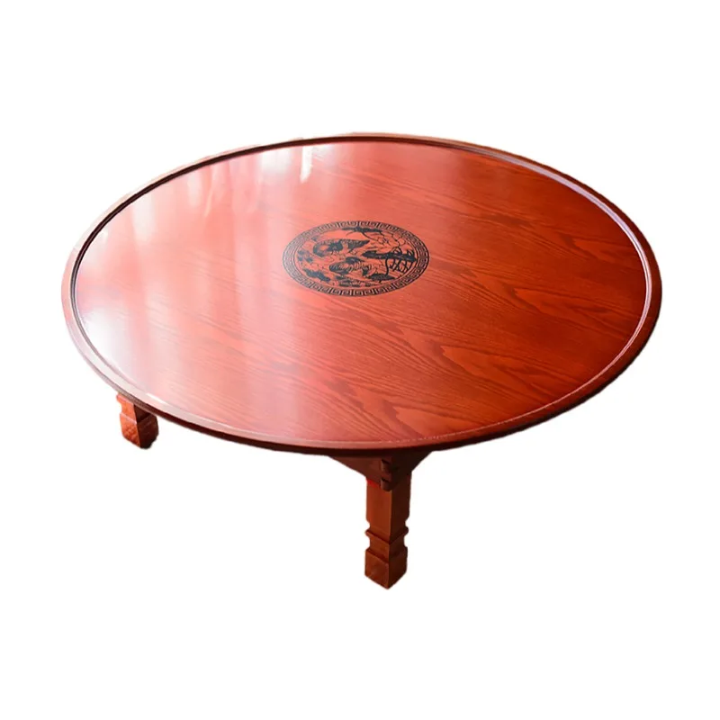 

90x90cm Round Korean Coffee Table Folding Leg Asia Antique Furniture Floor Table Traditional Living Room Wooden Table