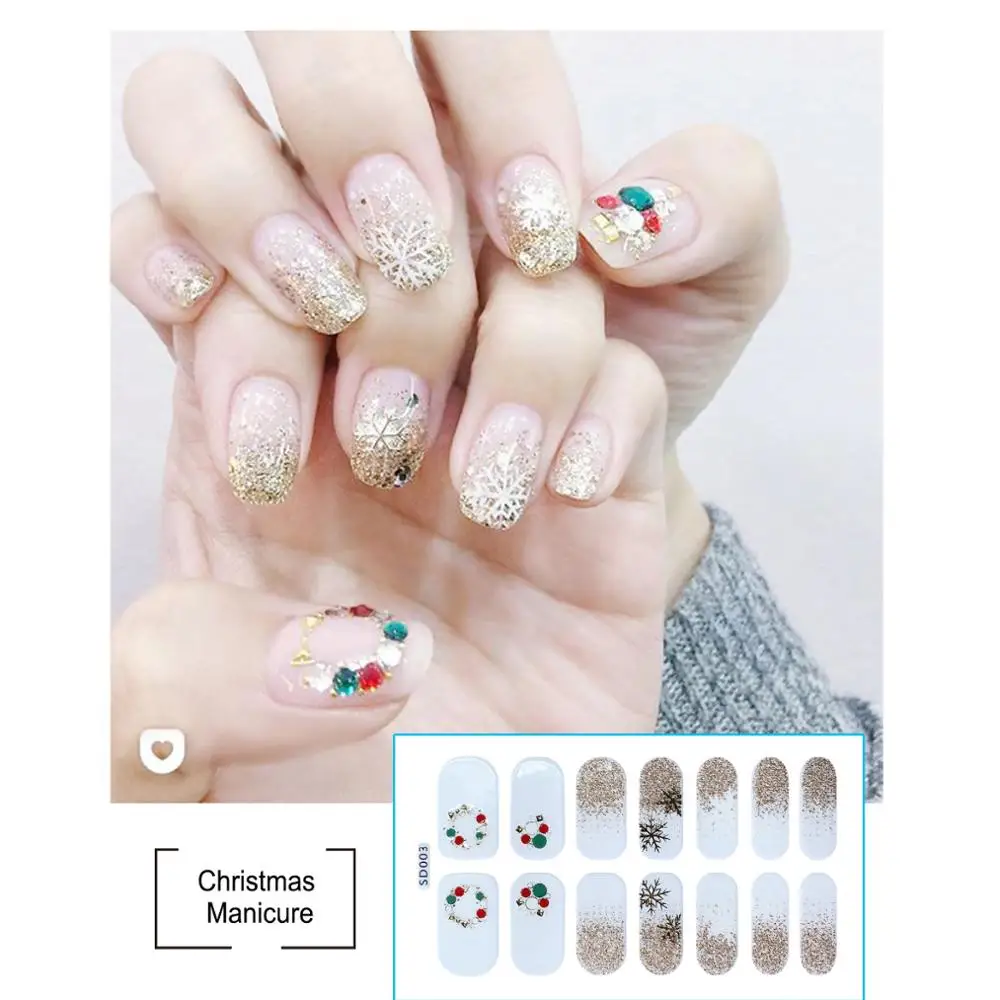 

1pc Christmas Decorations for Nails Mix Colorful Transfer Nail Foil Sticker Elk Snowman Snowflake Pattern Watermark Sticker