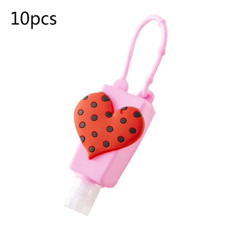 10Pcs 30ml Mini Empty Bottles with Cartoon Animal Silicone Holder Keychain Clear Hand Sanitizer Refillable Containers | Красота и