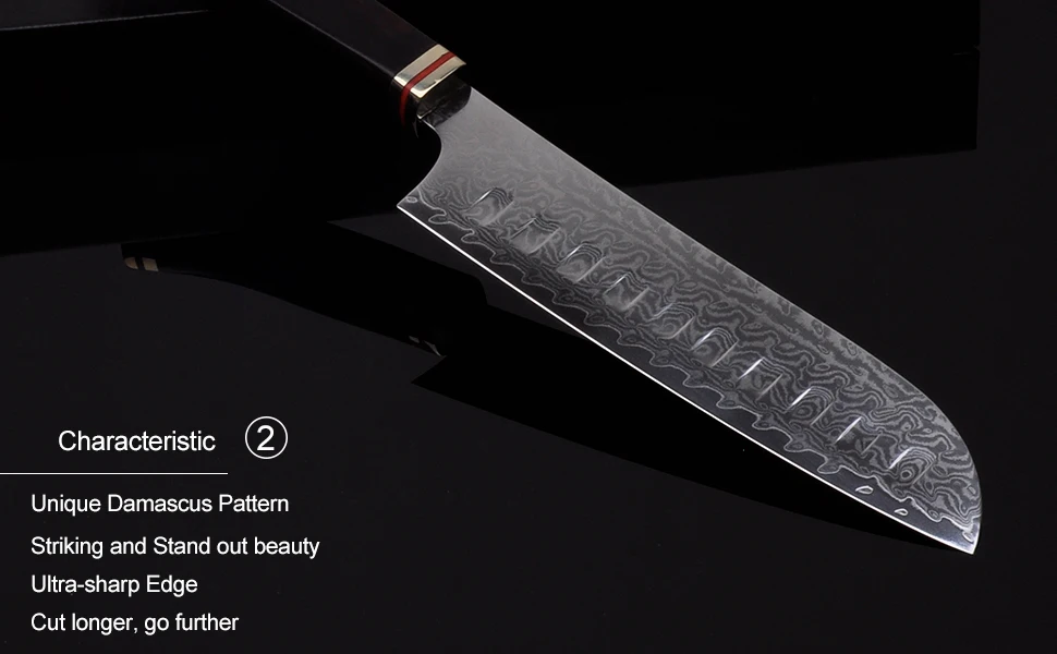7 дюймов нож шеф-повара Santoku кухонный японский дамасский VG10 стальной нож с черной ручкой Gyuto Кливер рыбное филе разделочный кухонный нож 48