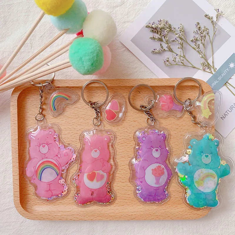 Care Bears брелок для ключей, Подарочный Радуга медведь игрушка на кольцо для ключей одежду и сумка подвесными украшениями модные аксессуары для ключей