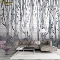 beibehang custom nordic hand painted fantasy abstract woods wallpapers for living room decoration background mural wall paper