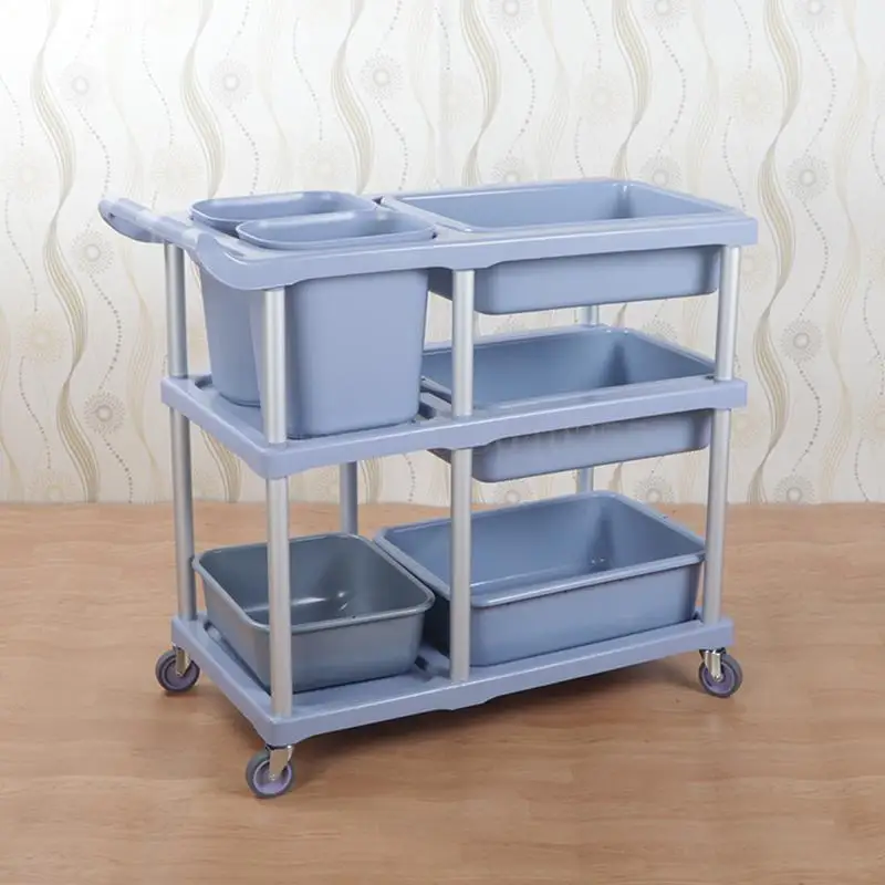 Трехъярусные тележки для отеля сбора пищевых продуктов чаши с мусорным баком