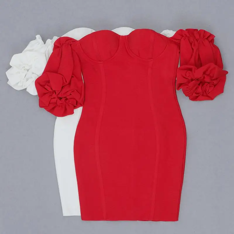 

Newest HIGH QUALITY Fashion 2021 Designer Dress Women's Strapless Short sleeve Buttock Party Dress