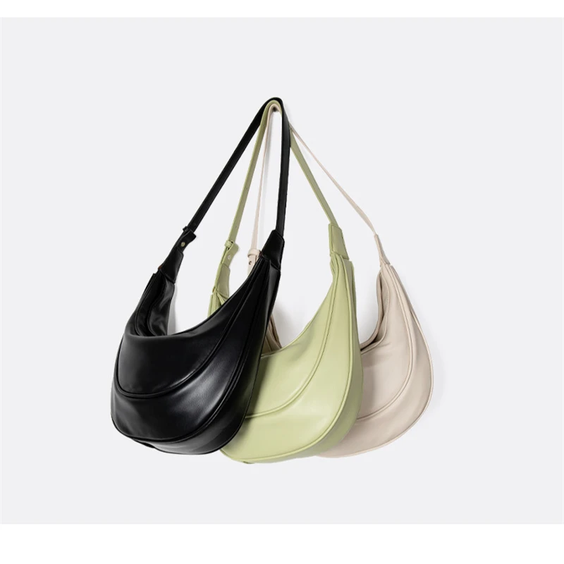

Summer New Soft PU Hobos Shoulder Bag Fashion Trend Underarm Bag Large-Capacity Dumpling Bag Solid Color Designer Handbag