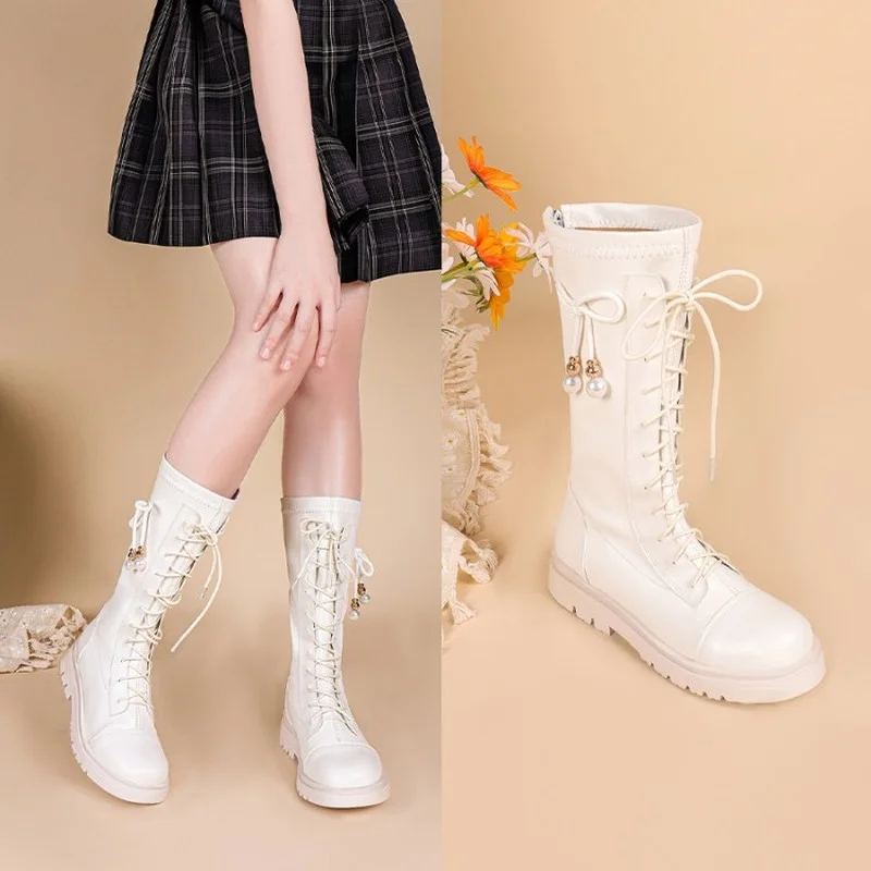 

2021 Spring and Autumn New Children Martin Boots Princess Single Boots High Leather Boots Little Girls Catwalk Boots 6026