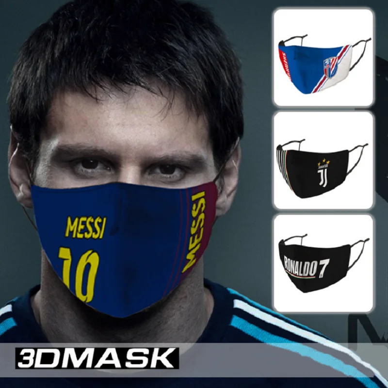 

Football Club Mask Football Fans Teams Countries Washable Reusable Outdoor Windproof Fabric Anti Dust Print Sports Mouth Mask