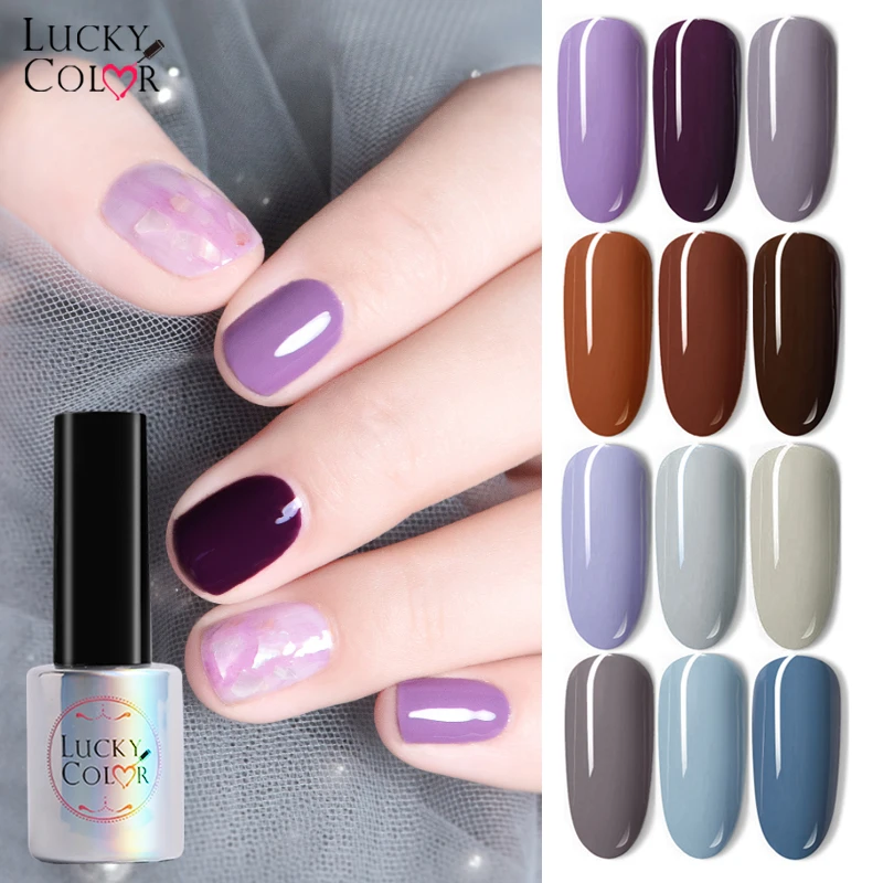 Лак для ногтей 10 мл Одноцветный фиолетовый серый коричневый красивый дизайн