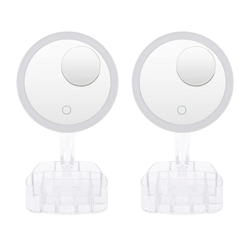 

Зеркало для макияжа со светодиодной подсветкой и увеличительным стеклом в 10 раз