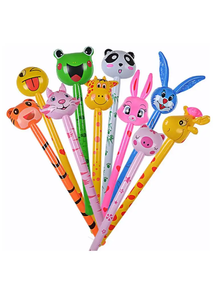 

Children Inflatable Animal Stick Toy Fun PVC Cartoon Jungle Animal Home Party Decoration Balloon With Sound
