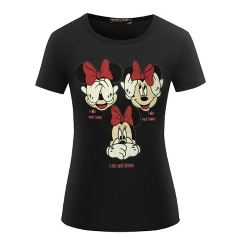 2019 новая Корейская футболка с Минни Маус женская сексуальная свободная Микки