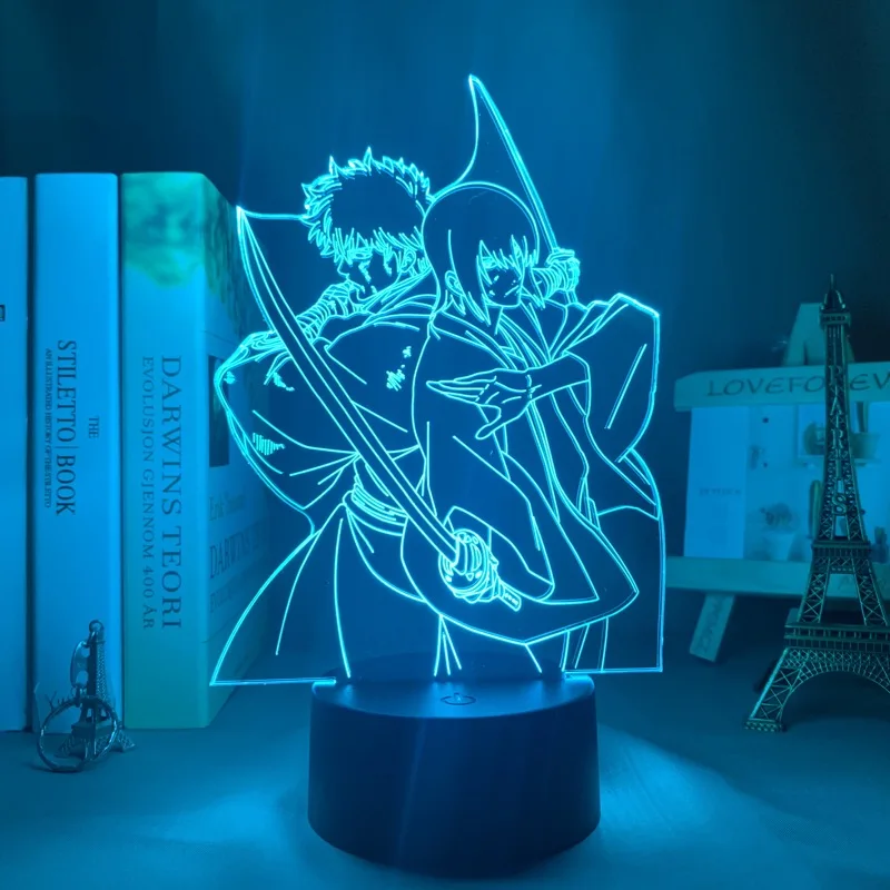 Светодиодный ночсветильник в стиле аниме Gintama для спальни, Декор, подарок на день рождения, Красочный ночник, Прямая поставка, манга, 3d лампа ...