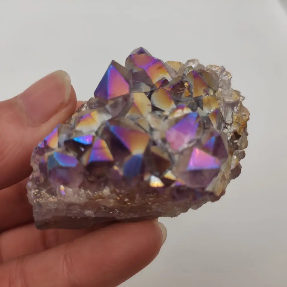 

1 шт. 60-80 г натуральный Гальванизированный аметист кварц кластера необработанные кристаллы лечебный камень фиолетовый фэн шуй камень