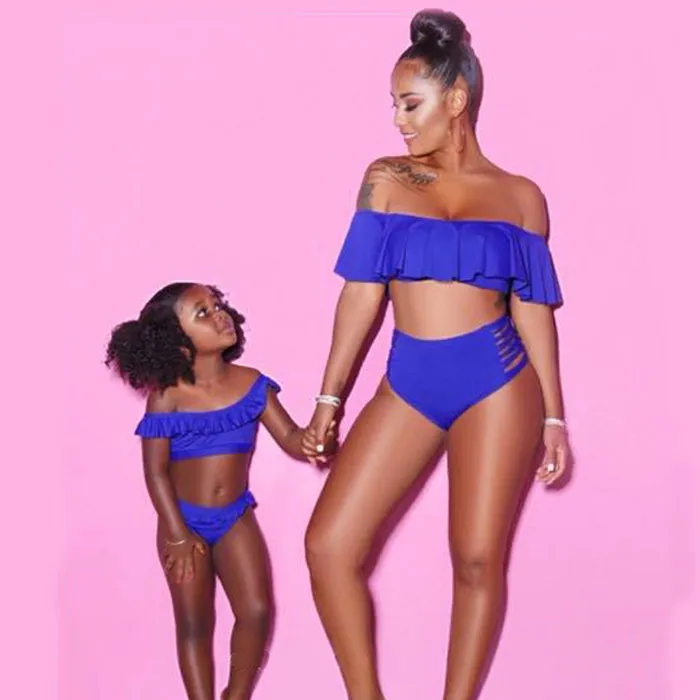 Одинаковые комплекты для семьи купальник мамы и дочки женский бикини детей