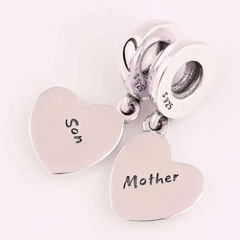 Подвеска из серебра 925 пробы с черной эмалью кулон двух частей для матери и сына