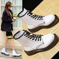 boots womens british style 6 hole retro motorcycle short boots casual versatile breathable leather boots women