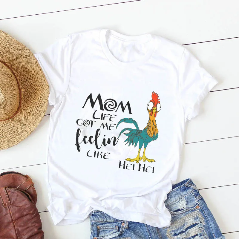 

Women Lady T Shirt Mom Life Chicken Printed Tshirt Ladies Short Sleeve Loose Tee Shirt Women Female Tops Clothes Graphic T-shirt