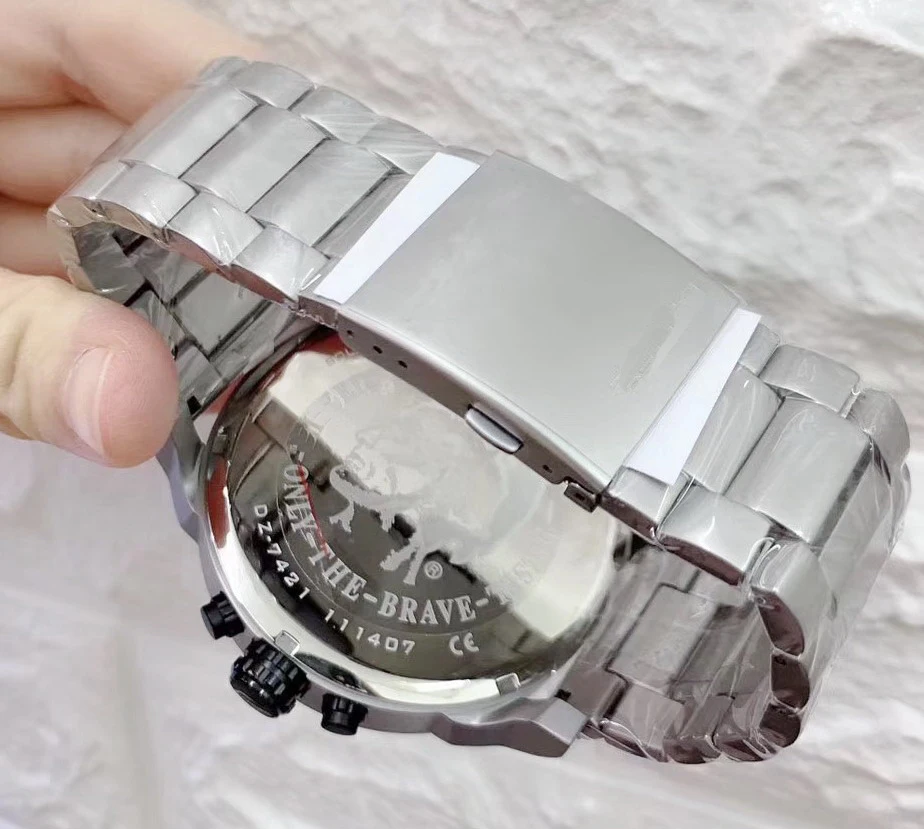 

Classic New Silver White Stainless Steel Men Watch Mr. Daddy Chronograph Sapphire Sport StopWatch Oversized Watches AAA+